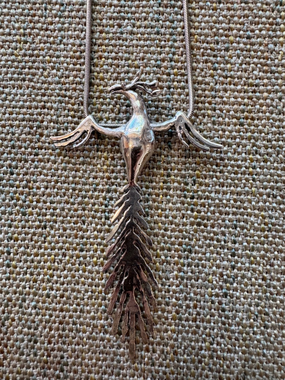 Carl Tasha Modernist Sterling Silver Pheonix Necklace